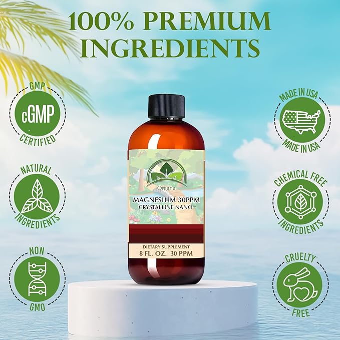 Organa Pure Crystalline Liquid Magnesium Supplement - 30 PPM - High Absorption Magnesium (32 oz.)