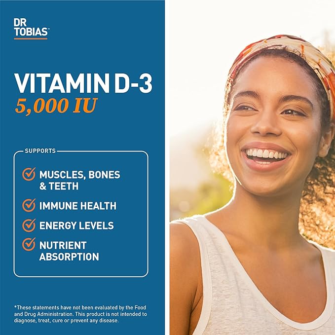 Dr. Tobias AKG Supplement &amp Vitamin D3 - Optimize Cellular Energy &amp Bone Health with High-Potency Vitamin D &amp Bioavailable AKG Non-GMO
