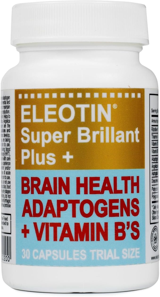 Eleotin Brain Health Supplement - Super Brillant Plus Trial Size | B-Complex Vitamins with Traditional Herbal Extracts | 30 Capsules 1-Month Supply | Health Canada Approved NPN