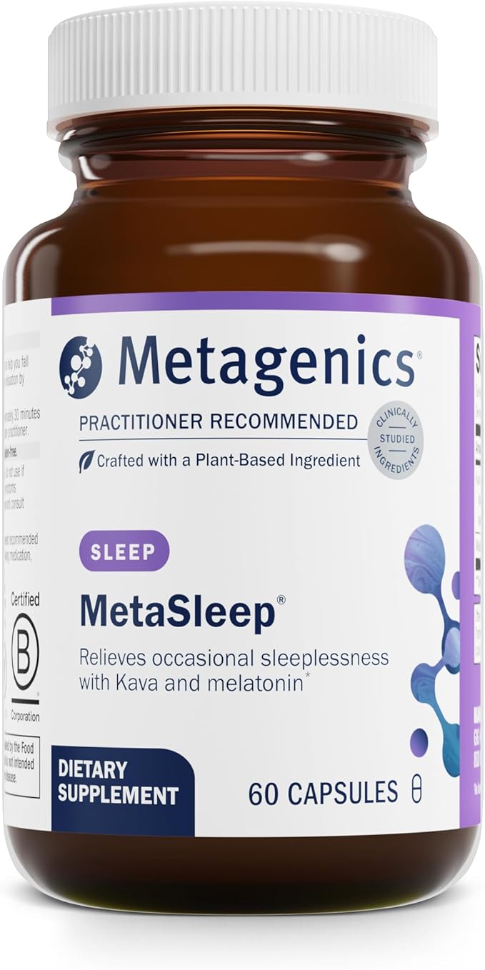 Metagenics MetaSleep - Dual-Phase Melatonin Sleep Supplement - With Kava Root for Relaxation &amp Calmness* - Sustained-Release Formula to Support Restful Sleep* - Non-GMO Gluten-Free - 60 Capsules