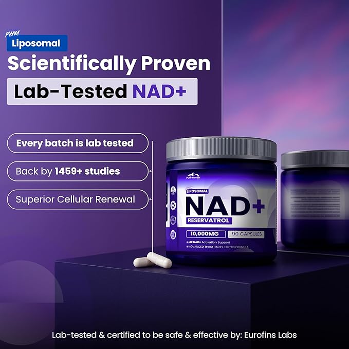 PHM NAD Resveratrol Supplement - 10000MG Extra Strength | NAD+ Liposomal Supplements for Men and Women | NMN &amp NMNH Alternative | 90 Capsules 1.5 Months Supply