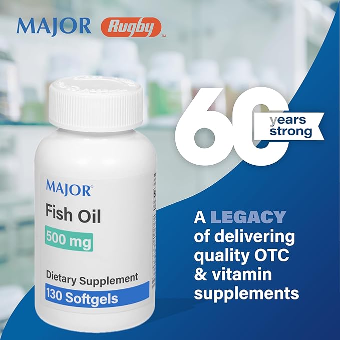 MAJOR Fish Oil 500mg Softgels - Omega-3 Fish Oil Supplement - Dietary Supplement - 130 Count (3 Pack)