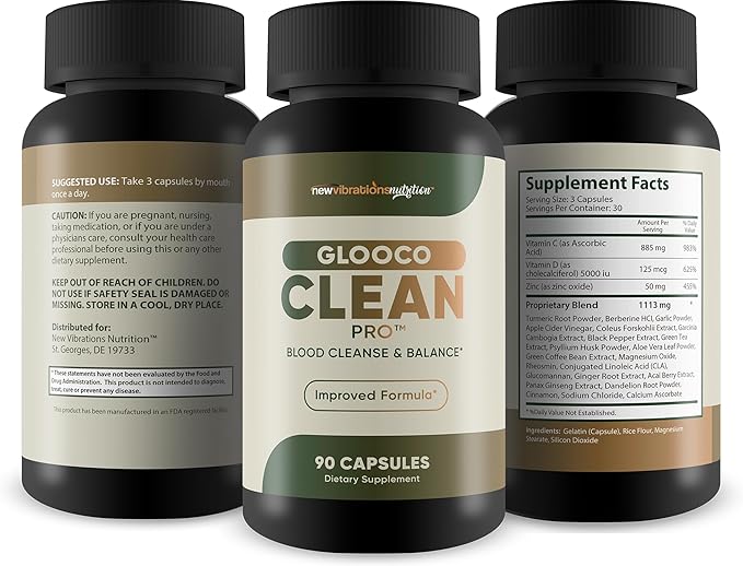 Glooco Clean Pro - Our Best Blood Cleanse Blood Balance Plus Blood Support - Nerve Support Supplement - Sugar Cleanse Detox - Immune Detox Cleanse Pancreas Circulatory Health Supplements