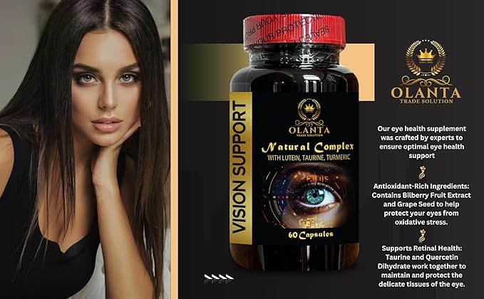 Vision Support - Vision Formula with Lutein Bilberry Capsules Taurine Supplement Powder Turmeric herb Eye Health Support - 1 Bottle