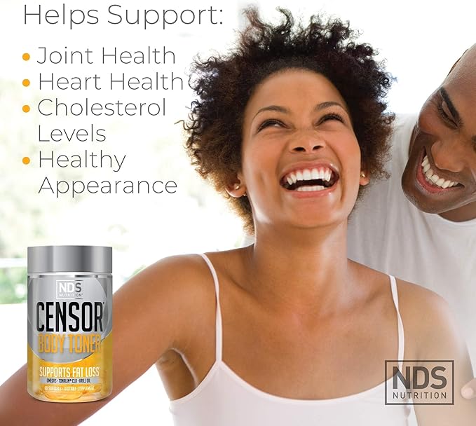 NDS Nutrition Censor - Fat Loss and Body Toner with CLA Fish Oil Safflower and Omega 3-6-9 Blend - Dietary Supplement for Improved Energy and Health (90 Softgels)