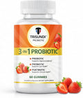 3-in-1 Probiotic Gummies with Prebiotic &amp Postbiotic Strawberry Flavor Daily Digestive Support Supplement 60 Gummies