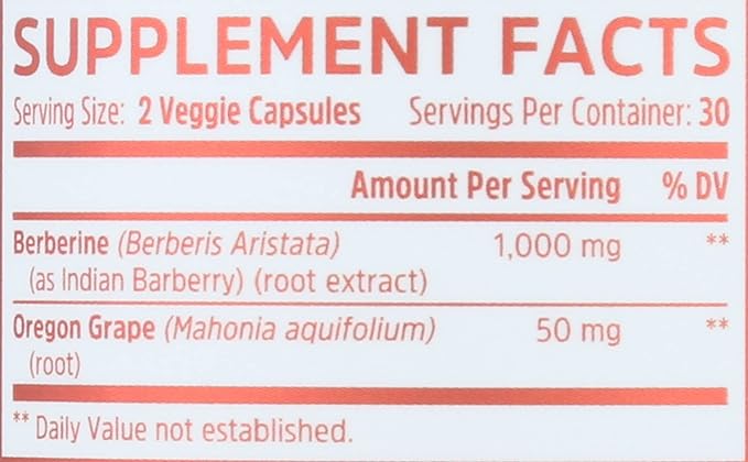 Zhou Nutrition Oregon Grape Berberine 60 Count 60 Ct