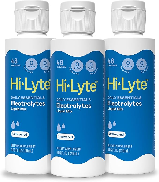 Hi-Lyte Sugar Free Electrolytes for Rapid Hydration Fasting and Immune Support (3 Bottles 144 Servings) | NO Calories | 20%+ More Potassium Magnesium &amp Zinc