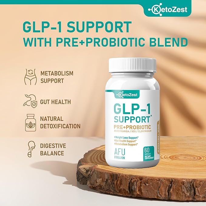 GLP-1 Support Weight Loss Probiotic Prebiotic Supplement - Natural GLP 1 Support with Akkermansia Muciniphila - Fat Burn Support for Women Men