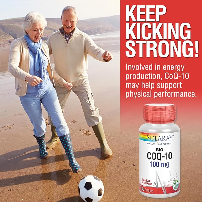 SOLARAY Bio CoQ-10 100 mg | Enhanced Absorption | Vitamins A &amp E | Healthy Heart &amp Cellular Energy Support (60 CT)