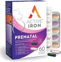 Active Iron Supplement 25mg + Prenatal Multivitamin Clinically Proven to Increase Iron &amp Reduce Tiredness Maximum Absorption Gentle Non-Constipating 30 Capsules + 30 Time Release Tablets
