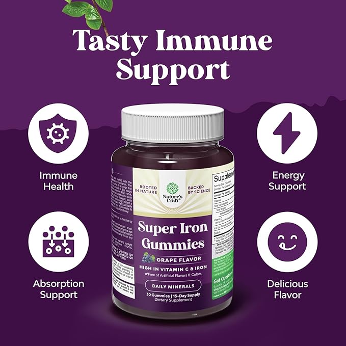 Bundle of Extra Strength Iron Supplement Gummies with Vitamin C &amp B Complex - Increase Red Blood Cells and Multivitamin Gummies for Women Energy and Immunity - Vitamins for Women's Health &amp We