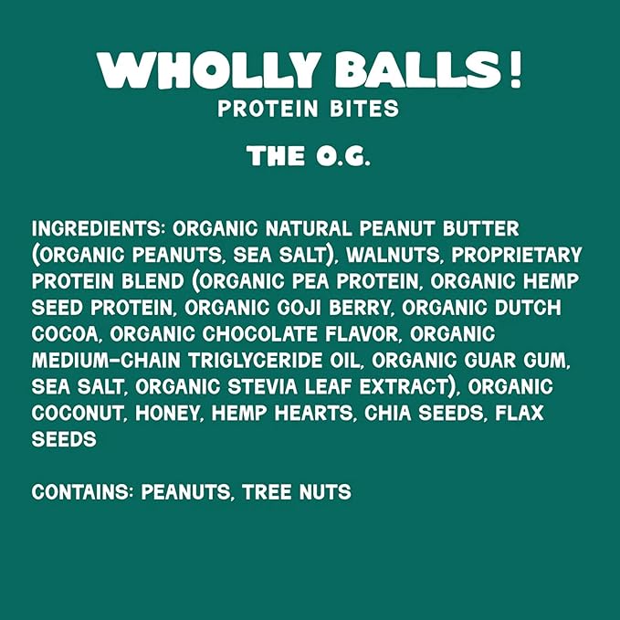 Wholly Balls Protein Bites – Healthy Plant-Based Snack | High Protein Low Sugar Gluten-Free Energy Balls (Pack of 3 O.G)