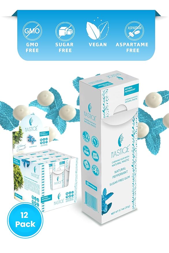 Mastiqe Sugar Free Hard Chewing Gum with Natural Mastic (Peppermint)