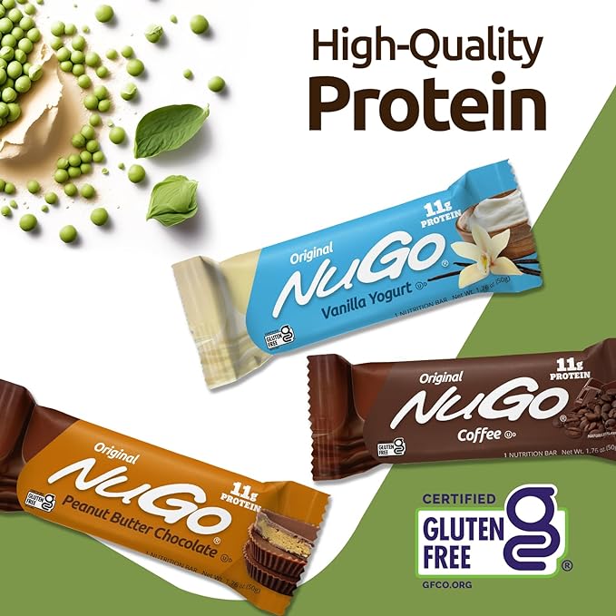 NuGo Protein Bar NEW! Dulce De Leche 15 bars &amp Churro 15 bars 11-15g Protein Gluten Free 30 Count