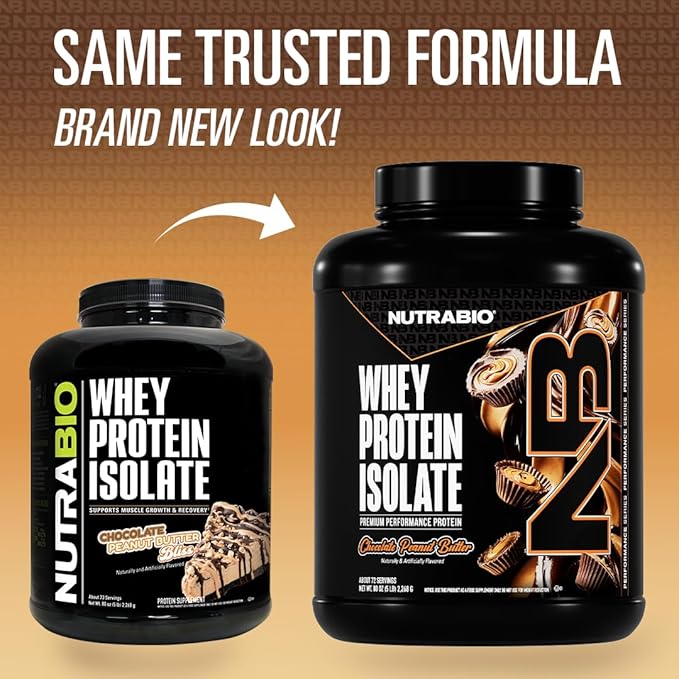 NutraBio 100% Whey Protein Isolate Protein Powder 25g Protein with Complete Amino Acid Profile Non-GMO Soy &amp Gluten Free Low Carb Low Calorie Whey Protein Powder Chocolate Peanut Butter 5 L
