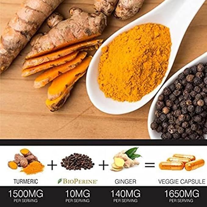 Turmeric Curcumin Supplement – 95% Curcuminoids with BioPerine Black Pepper &amp Ginger – 240 Capsules for Joint Support &amp Mobility – High Absorption Tumeric Curcuma Pills