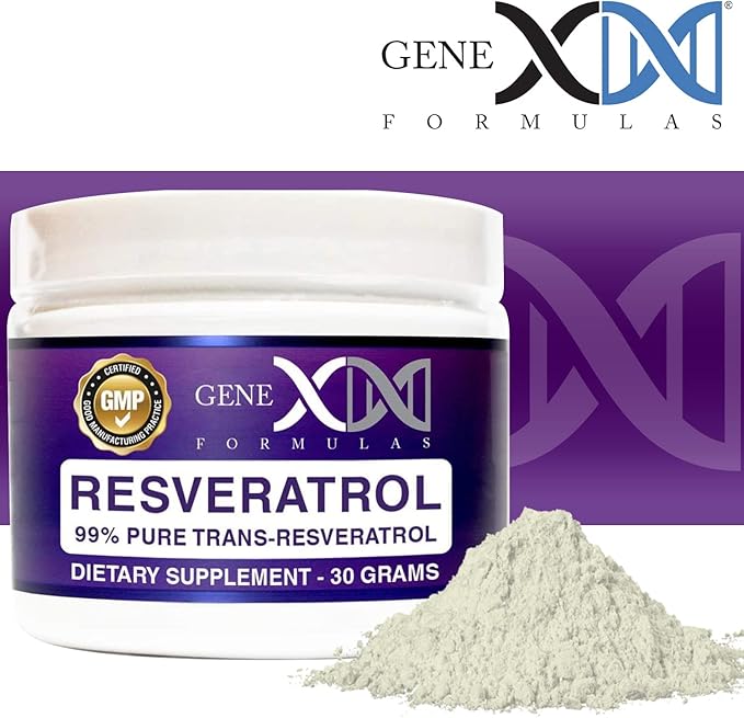 GENEX Trans Resveratrol 1000mg Powder Serving 99% Pure Micronized Pharmaceutical Grade | 30 Servings/30Grams | 1 Gram Per Day 30-Day Supply Made in a GMP &amp NSF Certified Facility