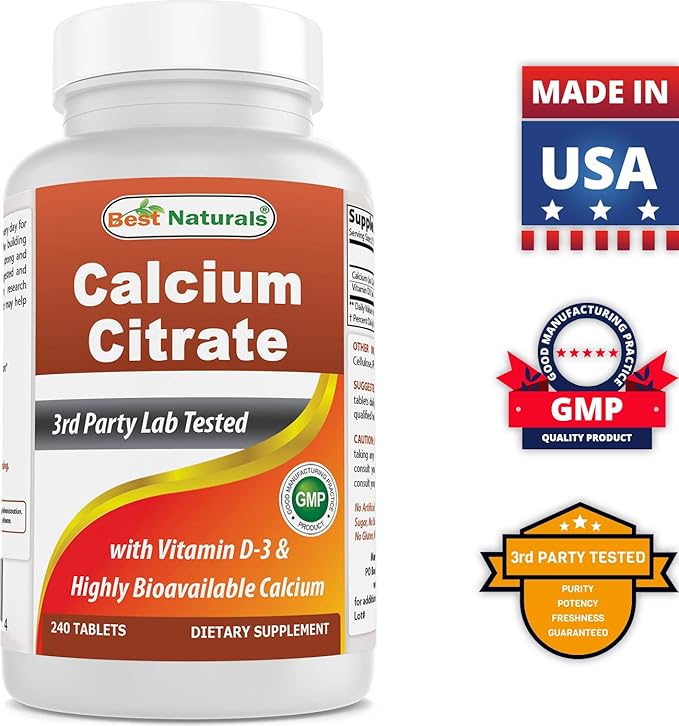 Best Naturals Vitamin B1 as Thiamine Mononitrate 500 mg &amp Calcium Citrate with Vitamin D-3