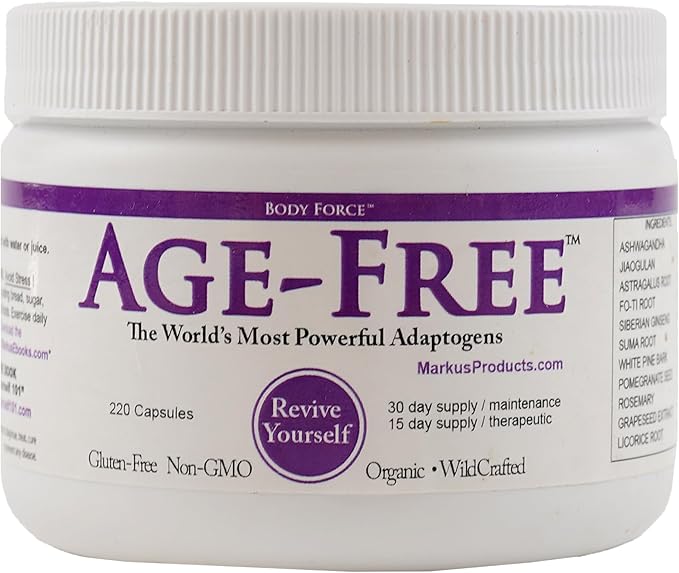 Body Force Age Free Formula - Antioxidant and Adaptogen Capsule Supplement with Tocotrienols Full B Complex Ellagitannin and Ashwagandha