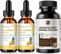 M inch Magnesium Glycinate Liquid High Absorption Magnesium Liquid Drops with Cellulose Fiber Bromelain Vitamin B6 C D Zinc &amp Beef Organs Supplement for Men Beef Liver Kidney Heart Pancr