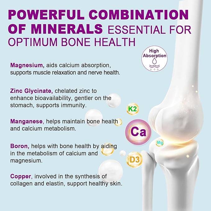 Sugar-Free Calcium Citrate Gummies 1000mg w/Vitamin D3 K2 Magnesium Zinc Boron Manganese Copper for Bone Muscle &amp Immune Ultimate Absorption Calcium Supplement for Women &amp Men - Vegan