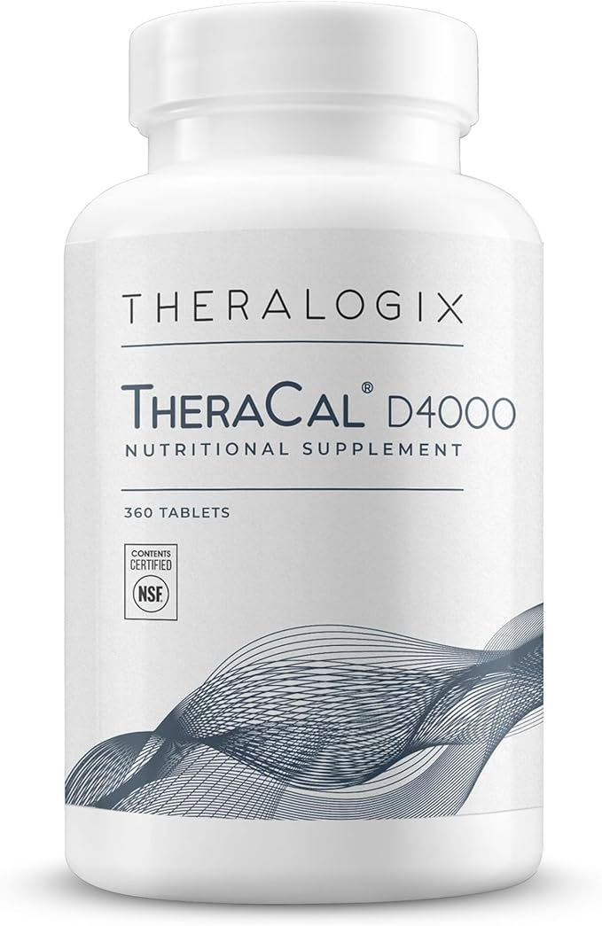 Theralogix TheraCal D4000 - Bone Health Support Supplement with Calcium Magnesium Vitamin D3 Vitamin K2 &amp Boron* - 90-Day Supply - NSF Certified - 360 Tablets