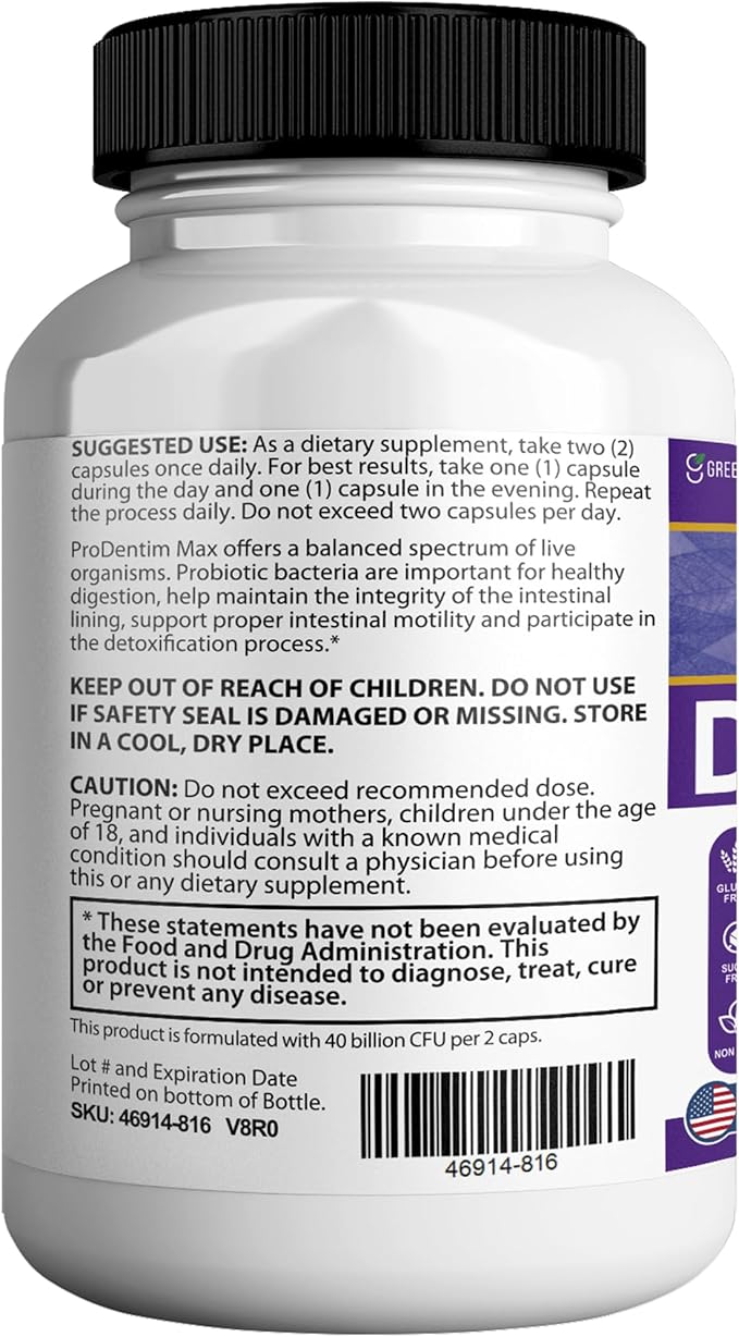 Dentuvium Max Probiotic Supplement - 40 Billion CFU - Supports Teeth Gums Throat Digestive Health - Gluten Free Sugar Free Non-GMO - 60 Capsules (5)
