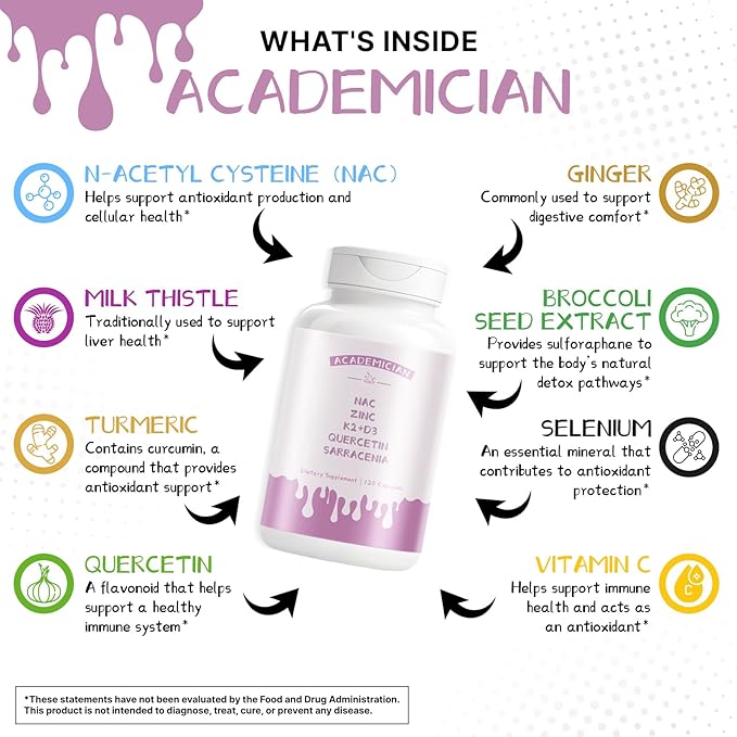 Vitamin D3 K2 Capsule Zinc Supplements Quercetin NAC N-Acetyl Cysteine Sarracenia Supplement - 120 Count