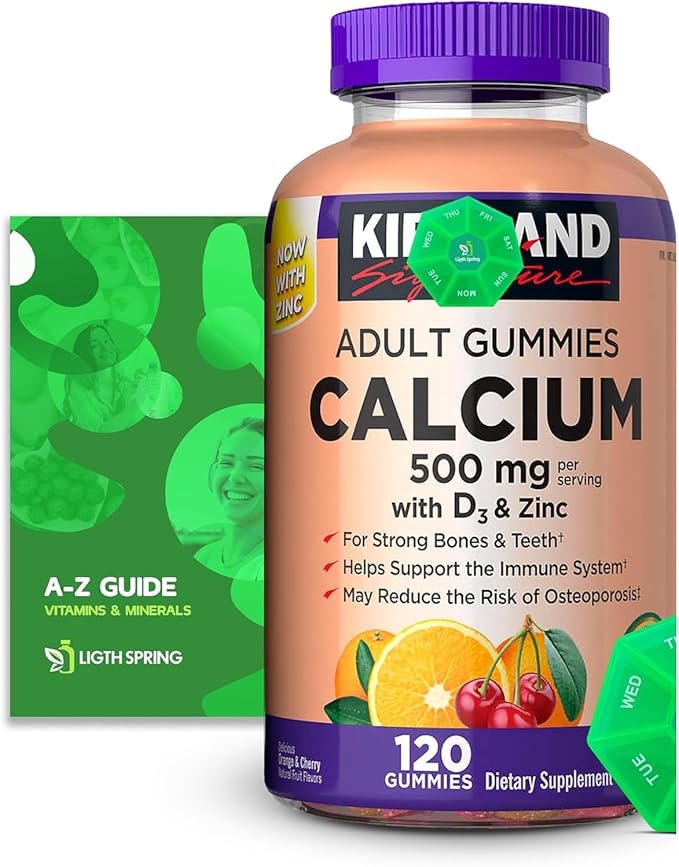 Calcium Gummies 500 mg with D3 &amp Zinc 120 Gummies with Exclusive Better Ligth&ampSpring Guide