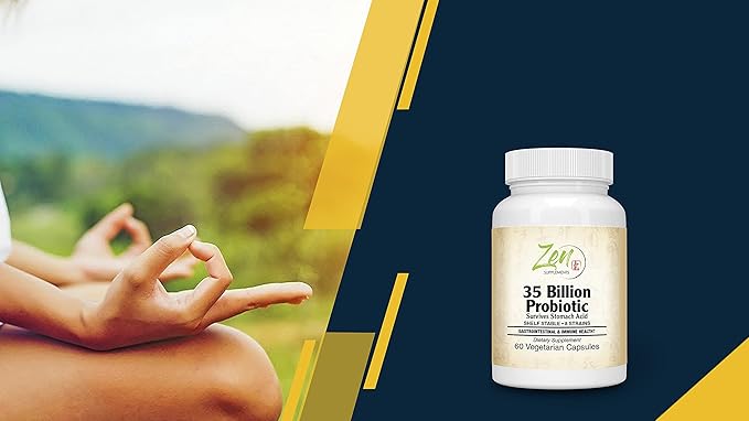35 Billion Probiotic CFU with 8 Strains 60-Vegcaps - Sustained Release Technology Resist Stomach Acid Shelf Stable - Support for Healthy Digestion &amp Intestinal Ecology Favorable Intestinal Flora