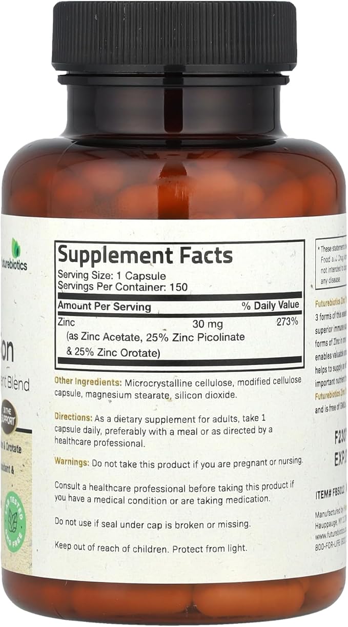 Futurebiotics Zinc Triple Action 30 mg 150 Vegetarian Capsules