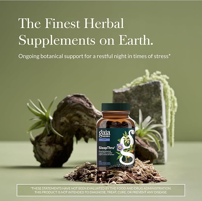 Gaia Herbs SleepThru - Sleep Support Supplement with Ashwagandha Root Magnolia Bark Passionflower &amp Jujube Date* - 120 Vegan Liquid Phyto-Caps (60 Servings)
