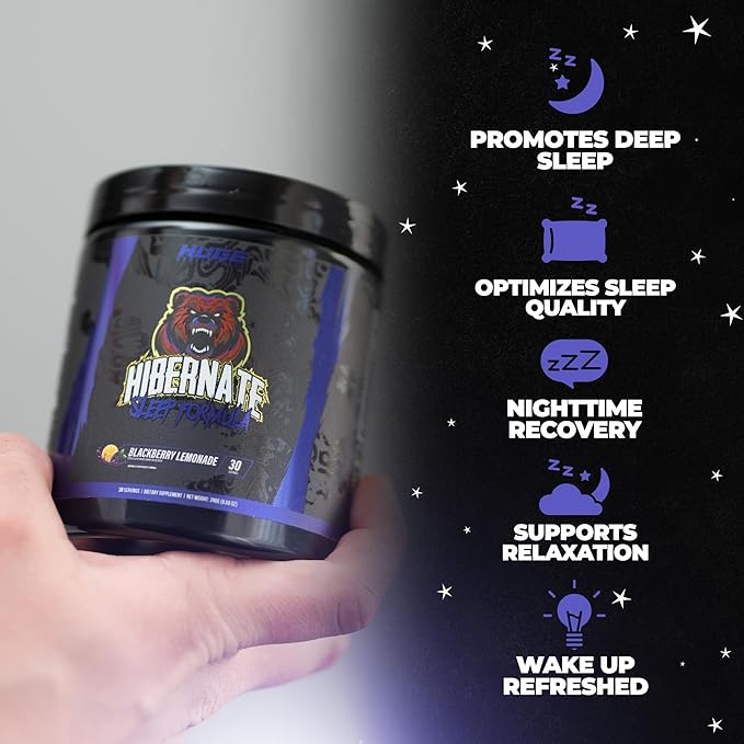 Hibernate Sleep Supplement Complete &amp Optimally Dosed Sleep Recovery Formula Relax &amp Unwind Includes GABA Valerian Root Melatonin 5-HTP &amp More (30 Servings) (BlackBerry Lemonade)