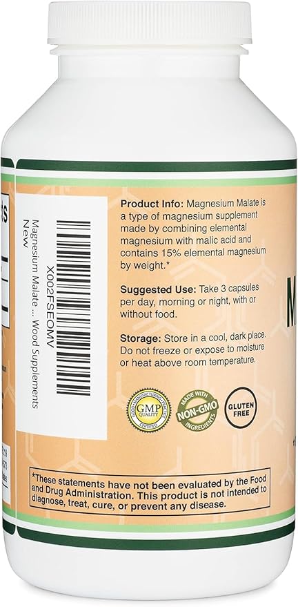 Magnesium Malate Capsules (420 Count) - 1500mg Per Serving (Magnesium Bonded to Malic Acid) Third Party Tested Vegan Friendly Gluten Free by Double Wood Supplements (Pack of 2)