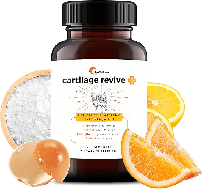 UpWellness Cartilage Revive + Joint Support Supplement for Men and Women with Type II Collagen for Joints - D-Glucosamine Sulfate MSM Vitamin D3 Vitamin C and More - 60 Capsules
