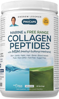 ANDREW LESSMAN Marine Free Range Collagen Peptides Powder and MSM 60 Servings - Supports Radiant Smooth Soft Skin Comfortable Joints. Super Soluble No Fishy Flavor No Additives Non-GMO