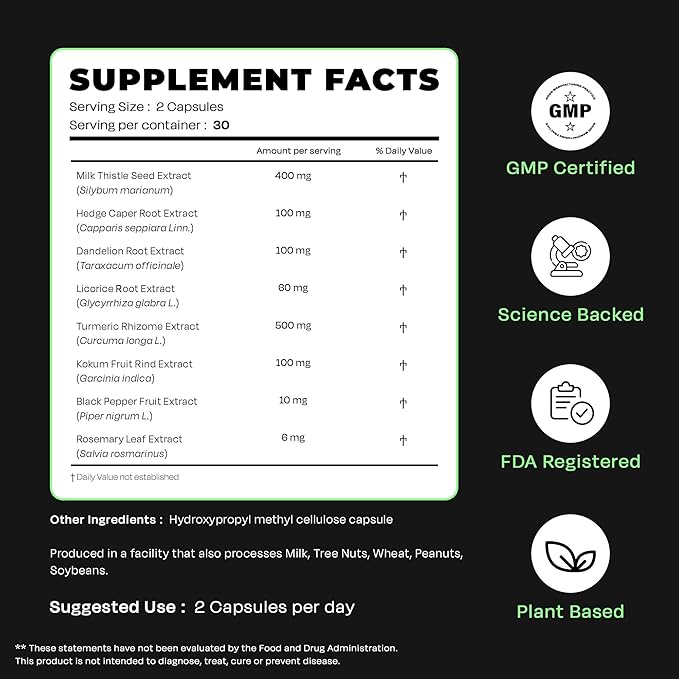 Auric Herbal Liver Support Supplement | Milk Thistle (Silymarin) Turmeric Garlic Ginger for Liver Health | Advanced Detox &amp Cleansing Formula for Active Liver | 120 Capsules