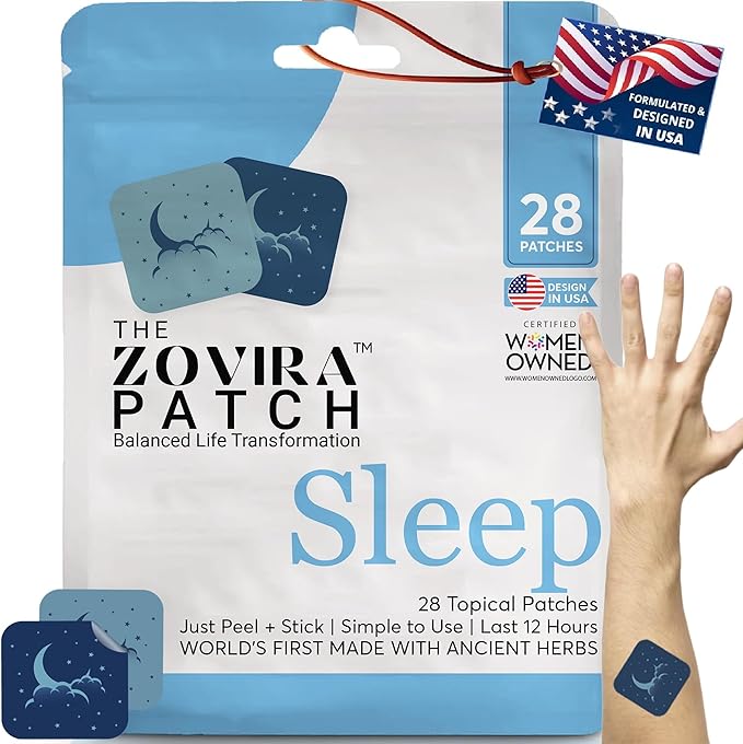 Zovira Sleep Patches for Adults — Extra Strength Melatonin &amp Magnesium Patch — Time-Release Sleep Aid Stickers — Non-Habit Forming Hypoallergenic — 28 Transdermal Patches for Deep Rest &amp Rela