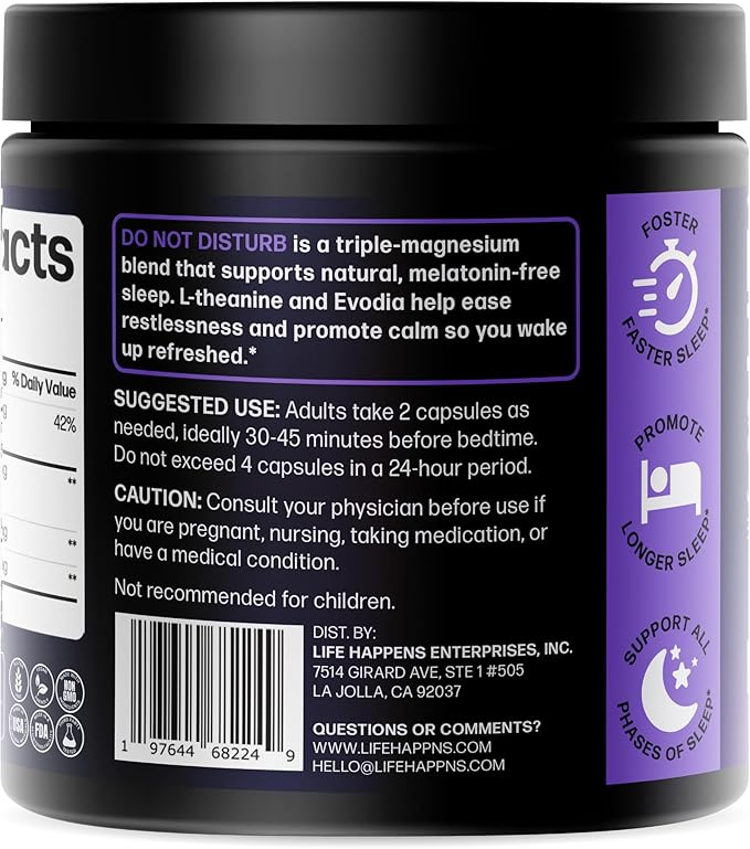 Doctor Formulated Triple Magnesium for Sleep Calm &amp Relaxation with Chelated Magnesium Glycinate L-Theanine Passionflower &amp Evodia – Non-Habit No Melatonin Magnesium Sleep Aid Support Supp