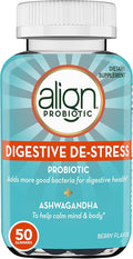 Align Probiotic Digestive De-stress Probiotic for Women and Men with Ashwagandha Helps with a Healthy Response to Stress Gluten Free Soy Free Vegetarian 50 Gummies