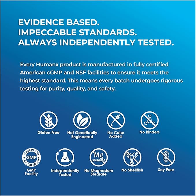 HUMANX Lactobacillus Gasseri &amp Reuteri+ 20 Billion CFU Plus Organic Prebiotics and Punicaligans - Probiotic Supplements - USA Made - Non-GMO - Performance Driven Delayed Release Capsule