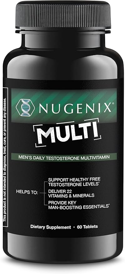 Nugenix Multivitamin for Men Multivitamin and Testosterone Support - 19 Vitamins and Minerals Supports Free Testosterone Balance Cortisol Promotes Nitric Oxide Production Blood Flow - 60 Tablets
