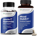 LifeSeasons Anxie-T Gummies + Mood Stabili-T Bundle – Stress Relief &amp Mood Support – Calm Nerves Ease Tension Promote Happiness &amp Emotional Balance – Ashwagandha GABA 90 Gummies + 60 Capsu