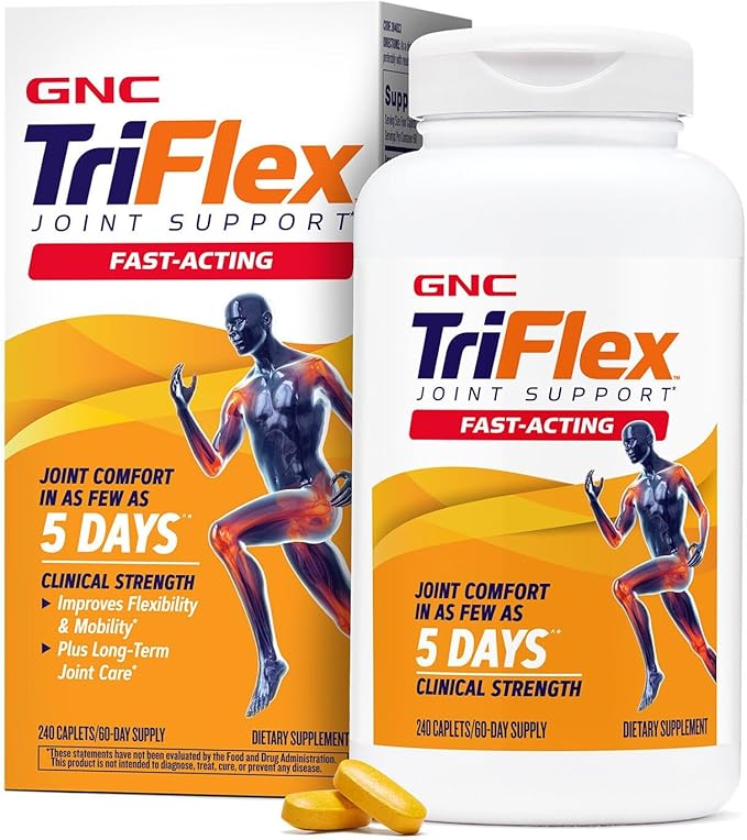 GNC TriFlex Fast-Acting 2.0 Improves Joint Comfort and Stiffness Clinical Strength Doses of Glucosamine/Chondroitin and Boswellia- Plus Turmeric 240 Caplets