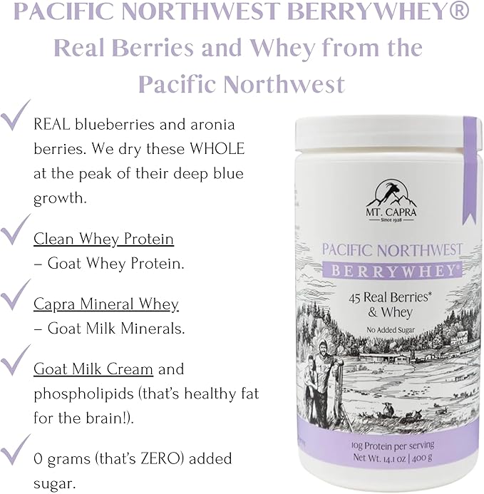 Mt. Capra Clean Whey Protein (Vanilla Bean) and Pacific Northwest BerryWhey
