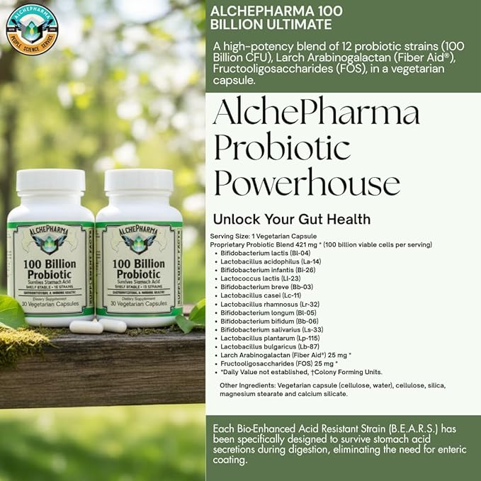 100 Billion Probiotic - 12 Strains with Prebiotics | Shelf Stable &amp Acid Resistant Probiotic for Digestive &amp Immune Health Support for Women and Men