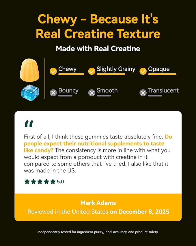 Creatine Monohydrate Gummies for Men &amp Women 5000 mg 3rd Party Tested Creatine Chews for Muscle Growth Strength &amp Energy Support Sugar Free Vegan 120 Count Orange Lemon