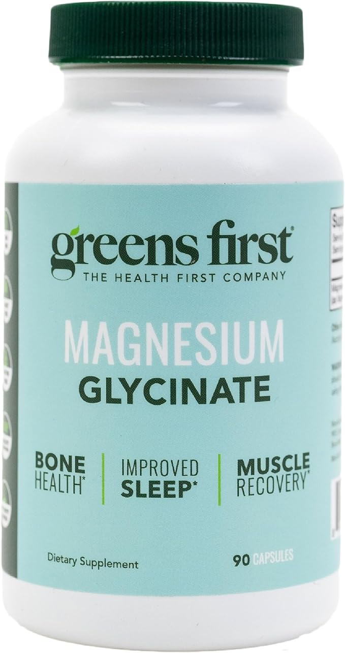 Greens First Magnesium Glycinate Supplement - May Support Heart Health Muscle Health and Support Metabolism - Better Absorption Rate - 90 Vegetable Capsules
