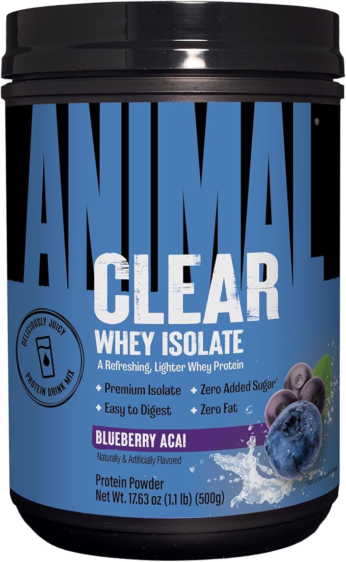 Clear Whey Isolate Protein Powder - Easy to Digest and Mix 5g BCAA Deliciously Juicy Refreshing Anytime Drink for Men and Women Blueberry Acai 500g (20 Servings)